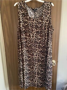 ellos Leopard Print Midi Dress - Brown/Black